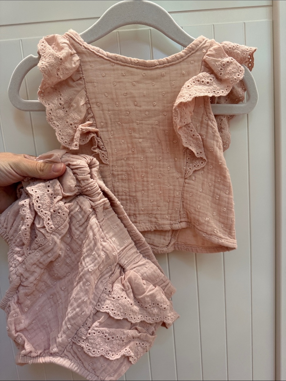 Baby Ruffle Two-Piece Set in Blush Pink